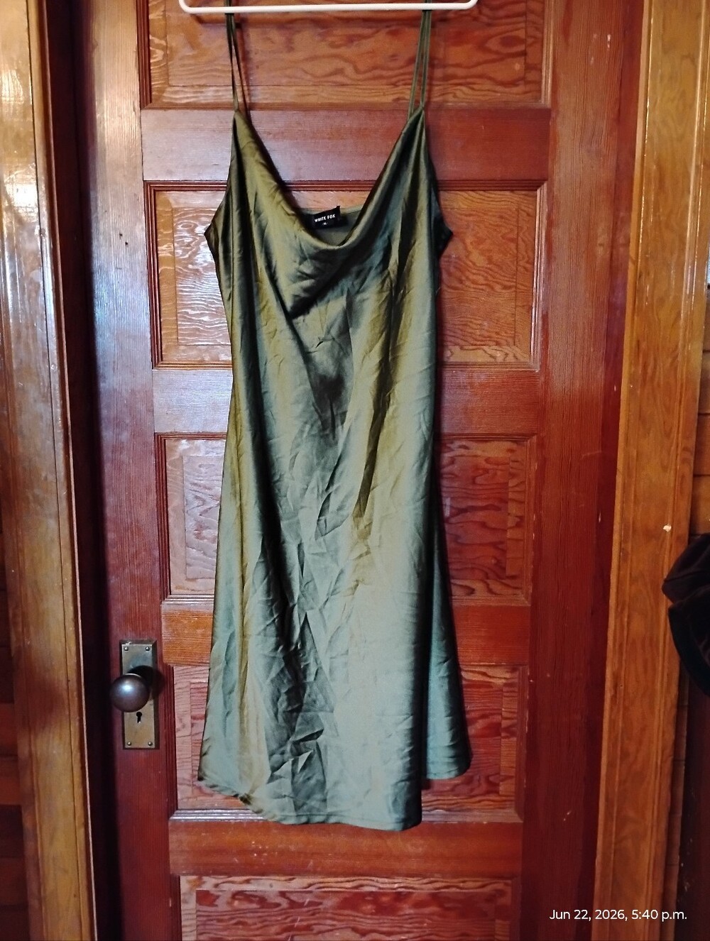 White Fox Size XL Satin Cowl Neck Dress